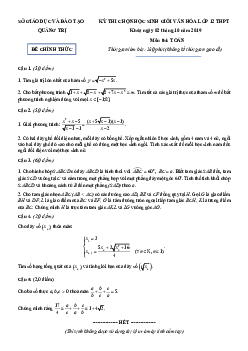 Đề thi chọn học sinh giỏi Toán 12 năm 2019 – 2020 sở GD&ĐT Quảng Trị