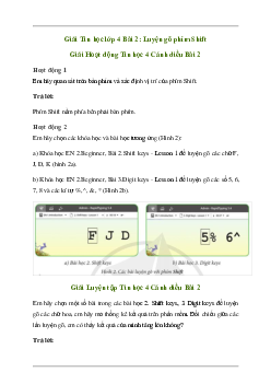 Giải Tin học lớp 4 Bài 2: Luyện gõ phím Shift | Cánh diều