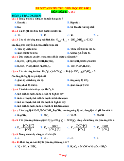 Đề thi giữa học kì 1 Hóa 11 Chân Trời Sáng Tạo - Đề 1 (Có đáp án)