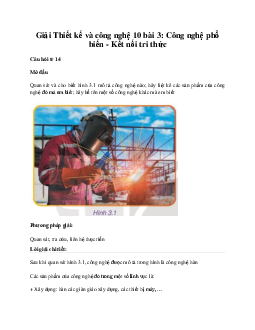 Thiết kế và công nghệ 10 bài 3: Công nghệ phổ biến KNTT
