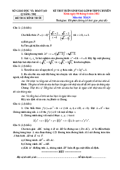 Đề tuyển sinh lớp 10 THPT chuyên môn Toán năm 2022 – 2023 sở GD&ĐT Quảng Trị