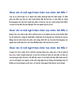 Viết đoạn văn về một người bạn chăm học, chăm làm trong lớp | Tập làm văn 4