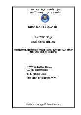 Tiểu luận QTH 2022-2023 - Phân Tích SWOT Công Ty Phúc Long. Môn Quản trị học | Đại học Văn Hiến.