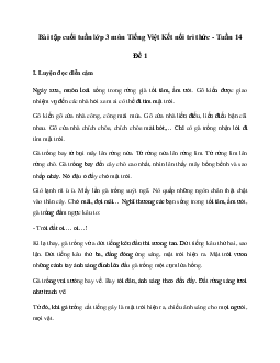Bài tập cuối tuần lớp 3 môn Tiếng Việt Kết nối tri thức - Tuần 14