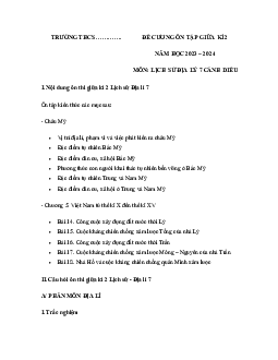 Đề cương ôn tập giữa học kì 2 môn Lịch sử - Địa lí 7 sách Cánh diều