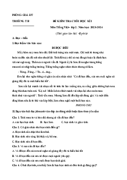 Đề thi học kì 1 lớp 2 năm 2023 - 2024 theo Thông tư 27 | Tiếng việt 2 Chân trời sáng tạo  |đề 3