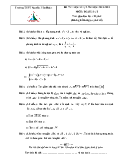 Đề thi cuối học kì 1 Toán 10 năm 2019 – 2020 trường THPT Nguyễn Hữu Huân – TP HCM