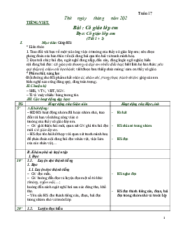 Giáo án Tiếng Việt 2 sách Chân trời sáng tạo Học kì 1| Tuần 17