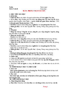 Giáo án Lịch Sử 8 kết nối tri thức bài 8 Phong Trào Tây Sơn
