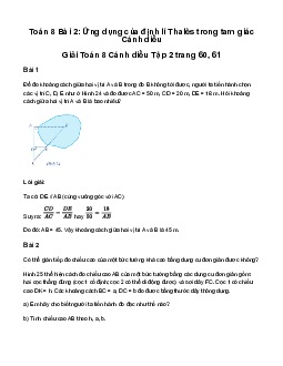 Giải Toán 8 Bài 2: Ứng dụng của định lí Thalès trong tam giác | Cánh diều
