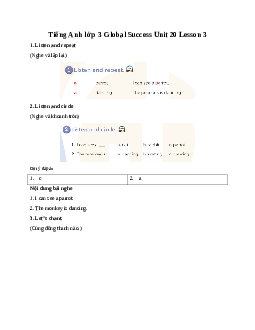 Tiếng Anh lớp 3 Global Success Unit 20 Lesson 3