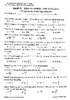 Kiểm tra định kỳ Toán 12 tháng 02/2019 trường Nguyễn Khuyến – TP. HCM