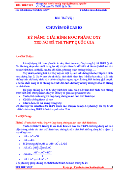 Một số phương pháp giải bài toán hình học tọa độ phẳng Oxy – Bùi Thế Việt