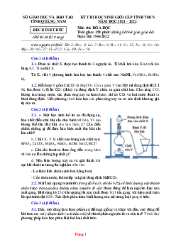 Đề thi học sinh giỏi lớp 9 cấp tỉnh năm 2021-2022 môn hóa học Sở GD Quảng Nam (có lời giải)
