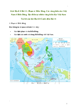 Giải Địa lí 8 Bài 11: Phạm vi Biển Đông. Các vùng biển của Việt Nam ở Biển Đông. Đặc điểm tự nhiên vùng biển đảo Việt Nam | Cánh diều