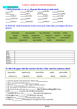 Bài tập Tiếng Anh 8 chương trình mới bài 11: Science And Technology có đáp án
