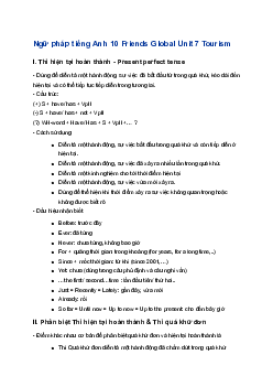 Ngữ pháp unit 7 lớp 10 Tourism | Friends Global