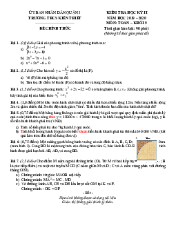 Đề thi HK2 Toán 9 năm 2019 – 2020 trường THCS Kiến Thiết – TP HCM