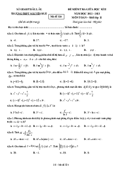 Đề giữa học kì 2 Toán 12 năm 2022 – 2023 trường THPT Nguyễn Huệ – Đắk Lắk