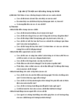 Lập dàn ý Tả một con vật sống trong tự nhiên | Tập làm văn 4