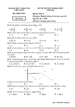 Đề thi thử tốt nghiệp THPT 2020 môn Toán sở GD&ĐT Tiền Giang