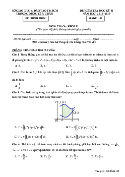 Đề thi HK2 Toán 12 năm 2018 – 2019 trường Quốc tế Á Châu – TP HCM