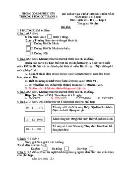 Đề thi học kì 2 môn Lịch sử - Địa lý lớp 5 trường tiểu học Ngọc Thanh A, Vĩnh Phúc năm 2015 - 2016