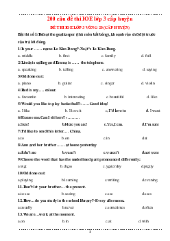 TOP 200 câu Tiếng Anh luyện thi IOE lớp 3 cấp huyện