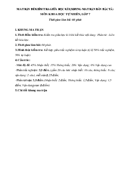 Đề kiểm tra giữa kì 1 Khoa học tự nhiên lớp 7 | Đề 5 | Kết nối tri thức