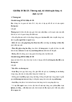 Giải Địa 10 Bài 28: Thương mại, tài chính ngân hàng và dịch vụ CD