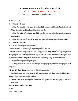 Chủ đề 27: Bạn cùng học cùng chơi | Bài 2 | Giáo án Tiếng Việt 1 bộ sách Chân trời sáng tạo