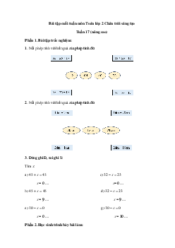Đề kiểm tra cuối tuần Toán lớp 2| Chân trời sáng tạo - Tuần 17 (nâng cao)