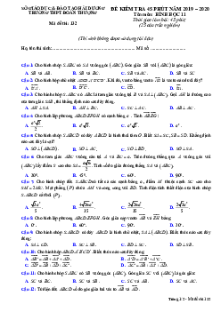 Đề kiểm tra 45 phút Hình học 11 chương 3 năm 2019 – 2020 trường Đoàn Thượng – Hải Dương