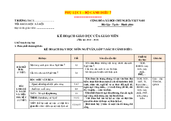 Kế hoạch giáo dục môn Văn 7 Cánh diều 2022-2023