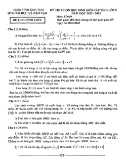 Đề học sinh giỏi cấp tỉnh Toán 9 năm 2022 – 2023 sở GD&ĐT Kon Tum