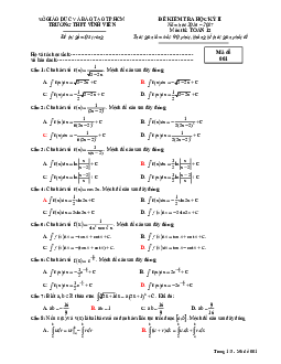 Đề thi HK2 Toán 12 năm học 2016 – 2017 trường THPT Vĩnh Viễn – TP.HCM