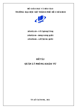 Đồ án "Quản lý phòng khám tư" | Đại học Mở Tp Hồ Chí Minh