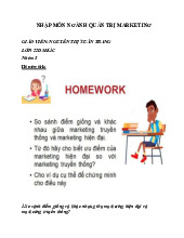 Bài tập Quản trị marketing | Đại học Nguyễn Tất Thành