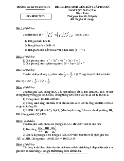 Đề thi HSG Toán 8 cấp huyện năm 2015 – 2016 phòng GD&ĐT Nam Trực – Nam Định