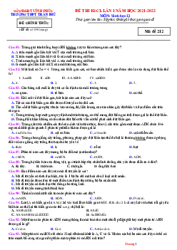 Đề thi KSCL THPTQG lần 1 năm học 2021-2022 môn sinh Trường THPT Trần Phú (có đáp án)