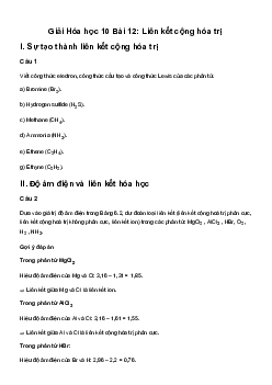 Hóa học 10 Bài 12: Liên kết cộng hóa trị - Kết Nối Tri Thức