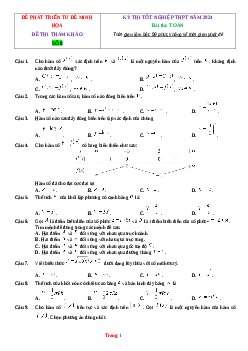 Đề ôn thi THPTQG môn Toán năm 2024 phát triển từ đề minh họa - Đề 8 (có đáp án)