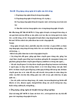 Giải Khoa học tự nhiên 9 Kết nối tri thức Bài 48: Ứng dụng công nghệ di truyền vào đời sống