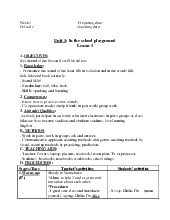 Giáo án môn Tiếng anh lớp 1 - Unit 1: In the school playground | Bộ sách Global Success | Tiểu học ( Chương trình mới)