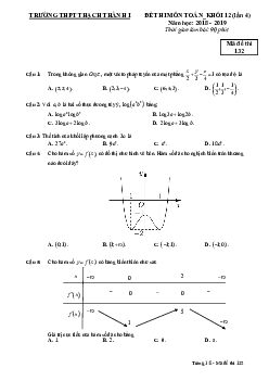 Đề thi môn Toán 12 lần 4 năm 2018 – 2019 trường Thạch Thành 1 – Thanh Hóa