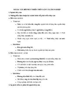 Địa Lý 12 bài 24: Vấn đề phát triển ngành thủy sản và lâm nghiệp