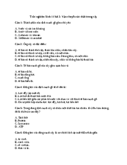 Trắc nghiệm Sinh học 11 Bài 2| Kết nối tri thức