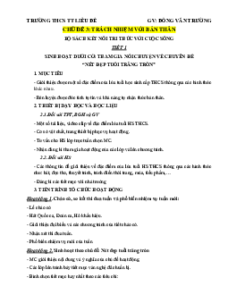 Giáo án Hoạt động trải nghiệm 8 Chủ đề 3: Trách nhiệm với bản thân | Kết nối tri thức