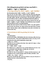 Cân bằng phương trình hoá học sau FeCl3 + AgNO3 → AgCl ↓+ Fe(NO3)3