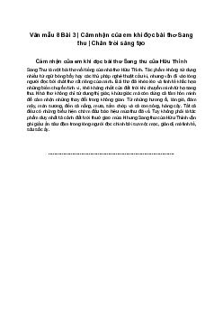 Văn mẫu 8 | Cảm nhận của em khi đọc bài thơ Sang thu